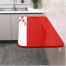 Klapptisch zur Wandmontage, für Waschküche und Küche, platzsparende Werkbank mit schwebendem Design, rot, kleine Größe
