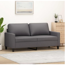 2-Sitzer Sofa Grau 140 cm Kunstleder Couchtisch Wohnzimmer Sitzgruppe Modernes Design Bequem Langlebig für Fernsehen Entspannen