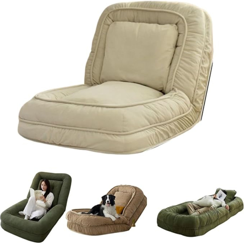 MUGUOY Sulankstoma tingi sofa-lova, reguliuojama jauki Tatami, sulankstoma žmogaus šuns lova, aukšta atlošo grindų kėdė suaugusiems vaikams - jauki maža sofa namams, svetainei