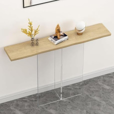 Konsolentisch, Akzent-Sofatisch, Eingangstisch, Flurtisch aus Holz, Tisch hinter der Couch, Flurtisch, Foyertisch, für Wohnzimmer, Büro (Hellbraun, 80 cm)