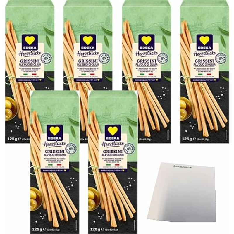 Edeka Italia Grissini su 10 % alyvuogių aliejaus iš Italijos, 6 vnt. (6 x 125 g pakuotė) + usy blokas