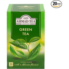 Ahmad Tea - žalioji arbata - žalioji arbata - individualiai suvynioti, aromatingai užspaudžiami arbatos maišeliai su 2 g arbatos vienoje porcijoje - 20 arbatos maišelių su juostele