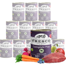 FRESCO Dog NassBarf Horse 12 x 400 g, hipoalerginis šunų ėdalas, drėgnas, be grūdų, su 80% šviežios mėsos, drėgnas ėdalas šunims be dirbtinių priedų, pagamintas Vokietijoje