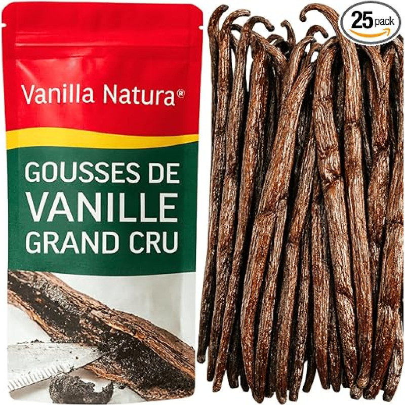 25 Vaniliniai šonai Auswahl Premium 14-16 cm, Aukščiausios kokybės, süss, Duft - Vanille Schoten Eco Pack