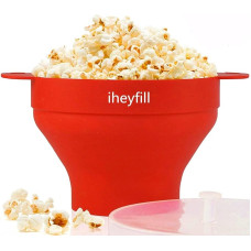 Popcorn Popper, Microwave Silicone Popcorn Maker, Collapsible Bowl with Handles