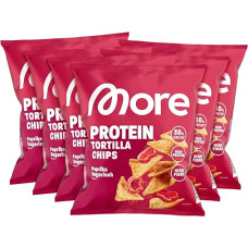 MORE Protein Tortilla Chips, 6 x 50 g, Paprika Hungarian, Less Fat, with Proteins and Fibre