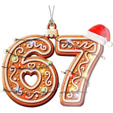 Lebkuchen-Zahlen-Ornament – 67 Kekse – Weihnachtsbeleuchtung Süßigkeiten Dekor | Lustiges Alter Geschenk – Weihnachtsdekoration 2025 – weißer Elefant Geschenke – Weihnachtsbaum lustige Dekoration