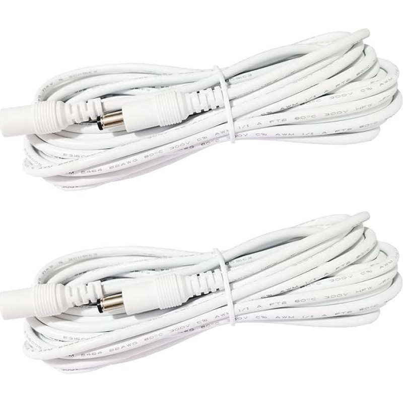 2x 2,5 m/8,2 pėdos nuolatinės srovės 12 V ilgintuvas su 2,1 mm x 5,5 mm nuolatinės srovės kištuko adapteriu DC 0-36 V vyriškos ir moteriškos lyties maitinimo laidas, skirtas automobilio monitoriui, vaizdo stebėjimo belaidžio IP kamerai, LED juostos apšvie