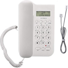 Corded Telephone, Wired Wall Telephone, Wired Desktop Telephone, Landline Telephone, FSK/DTMF Home Hotel, Wired Desktop Wall Phone with Calls Display for Office Home (White)
