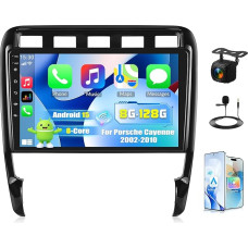CAMECHO 8+128G 8-Kern Android 15 Autoradio für Porsche Cayenne 2002-2010, 9 Zoll Navi Radio Bluetooth mit Wireless Carplay Android Auto, DSP FM RDS, GPS WLAN +Rückfahrkamera