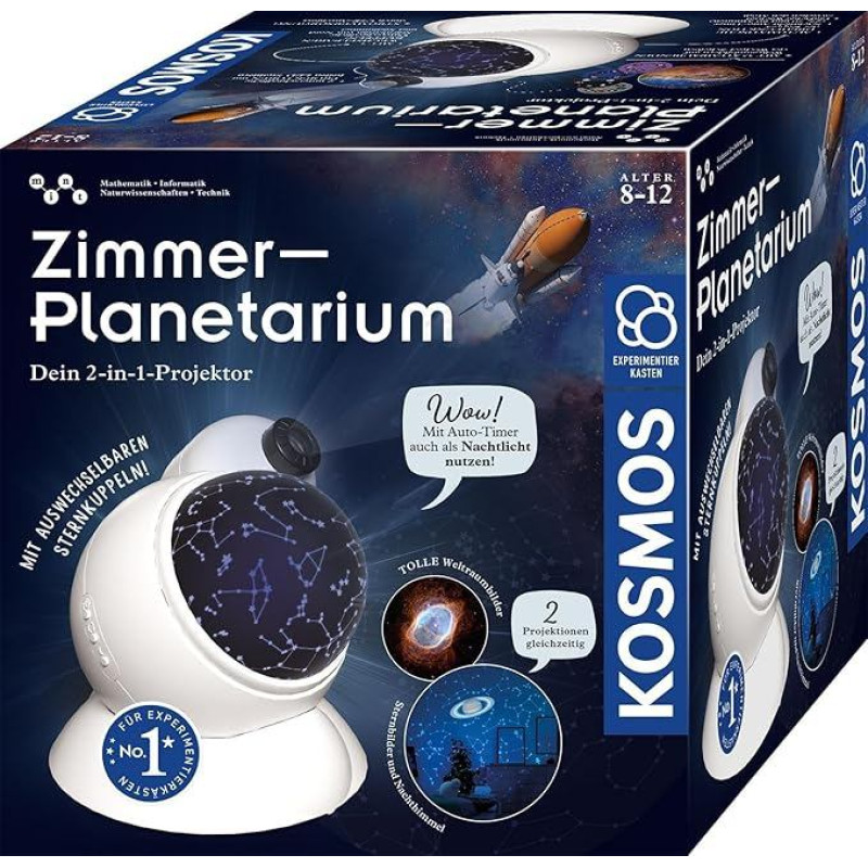 KOSMOS 676902 Room Planetarium Projector with 2 Interchangeable Star Maps, Exciting Information on the Starry Sky, Solar System, Planets, Astronomy for Children from 8 Years