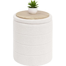Bonlife Stool with Storage Space, Folding Seat Chest, Storage Box, Footstool, Love, for Bedroom, Living Room, Hallway, White, 37 x 37 x 45 cm