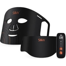 Silk'n LED veido ir kaklo kaukė, dvigubas LED rinkinys, LED veido priežiūros priemonė, kolageno stiprinimo ir liftingo kaukė nuo raukšlių, odos priežiūros priemonė su 3 tipų raudona ir infraraudona šviesa, juoda