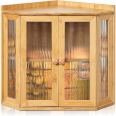 Bamboo Bread Bin with Double Layer, Large Bread Box for the Corner 42 x 31 x 31 cm, Food-Safe Wooden Bread Storage, Easy to Assemble Kitchen Storage Container (Natural (40 x 32 x 32 cm)