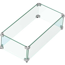MESIDA 75 x 33 x 15 cm ugniakuras, stiklinis vėjo skydelis, grūdintas stiklas, ugniakuras, stalo ženklas, storas ir tvirtas, su kietu aliuminio kampiniu laikikliu ir guminėmis kojelėmis
