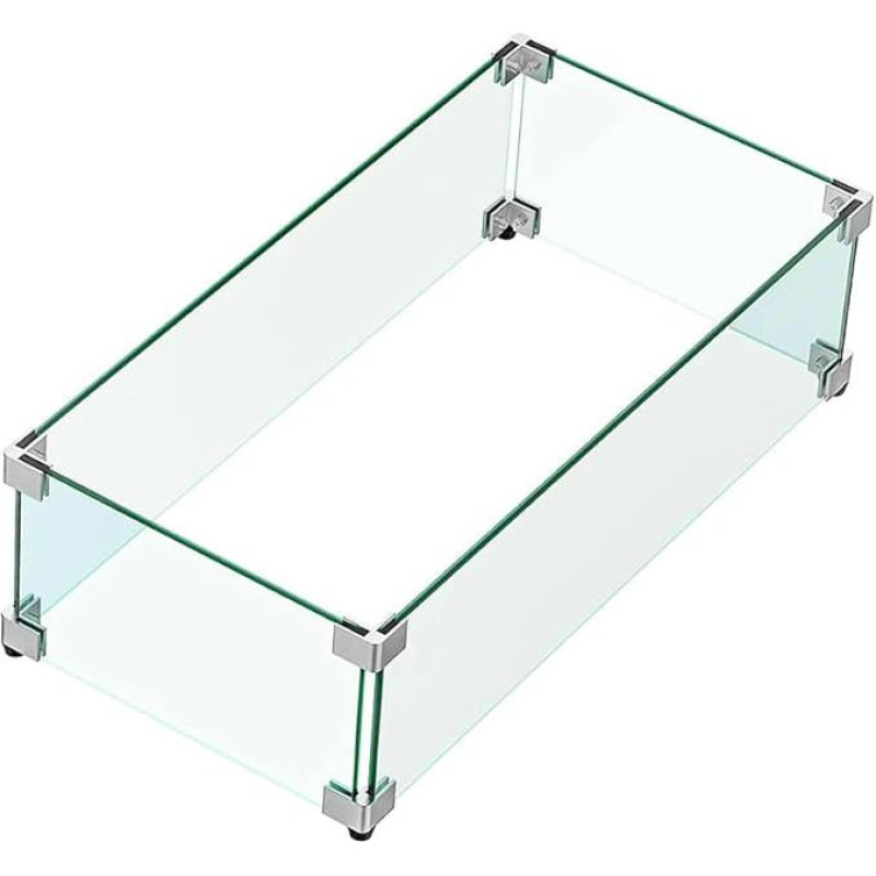 MESIDA 75 x 33 x 15 cm ugniakuras, stiklinis vėjo skydelis, grūdintas stiklas, ugniakuras, stalo ženklas, storas ir tvirtas, su kietu aliuminio kampiniu laikikliu ir guminėmis kojelėmis