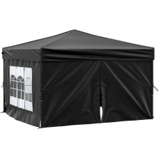 vidaXL Švenčių palapinė sulankstoma su šoninėmis sienelėmis Sodo palapinė Marquee Gazebo Alaus palapinė Sulankstoma palapinė Camping Black 3 x 3 m