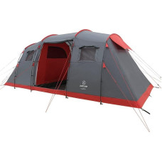 JUSTCAMP Family Tent Lake 6 Vis-à-Vis Tent Dome Tent for 6 People, 2 Sleeping Cabins (incl. Pitching Poles) Grey, grey