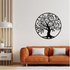 BGTODO 50 cm Wandbehang, Metallkunst, Baum des Lebens, schwarzes Eisen, Kunstwerk, Dekoration, Heimdekoration, Wohnzimmer, Wikinger-Wandschild, Grundstil (Baum des Aufzugs, L, Grundstil)