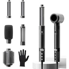 Plaukų stiliatorius 6 in 1 Airstyler Haarstyler mit Rundbürstenföhn, Airflow Lockenstab Automatisch, Volumen Föhnbürste, Haartrockner, 110.000 U/min, 1400W Airwrap für Locken, Volumen, Glätten, Trocknen, Grey