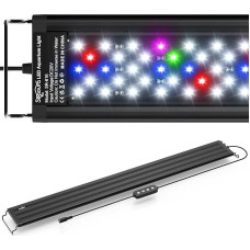 SEAOURA akvariumo LED apšvietimas, pilno spektro akvariumo apšvietimas su automatinio įjungimo/išjungimo laikmačiu, 10 ryškumo lygių, reguliuojamas, 3 šviesos režimai 77-90 cm gėlo vandens akvariumui, 22 W