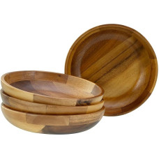 CreaTable, Nature Collection 21577 Acacia Wood Series 4-Piece Crockery Set, Soup Plate Set Made of Acacia Wood for 6 People, Quality Production, Match & Mix