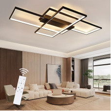 GBLY lubų šviestuvas LED lubų šviestuvas gyvenamasis kambarys 100 cm apšviečiamas gyvenamasis kambarys 88 W juodas modernus stačiakampis miegamojo šviestuvas geometrinis lubų apšvietimas miegamojo biuro virtuvės šviestuvas su nuotolinio valdymo pulteliu