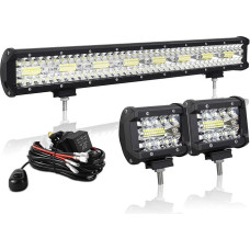 AUXTINGS 57 cm 480 W LED šviesos juostos taškinis papildomas priekinių žibintų prožektorius, 2 x 10 cm 36 W taškinis LED darbo žibintas su 2 laidais, 12 V laidų komplektas, skirtas JP pikapui, visureigiui, sunkvežimiui 4 x 4, keturračiui, valties priekaba
