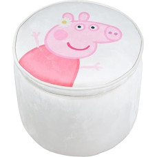 roba Pouf Coffre Bébé Rond Peppa Pig en Velours - Boîte de Rangement pour Enfant dès 18 Mois - Couvercle Amovible - Repose-Pieds Rembourré - Nettoyage Facile - Beige / Motif Truie