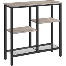 HOOBRO Siauras konsolinis staliukas, 75 cm šoninis staliukas, prieškambario staliukas, mažas parodų staliukas, sofos staliukas mažoje erdvėje, skirtas įėjimui, prieškambariui, pilkai juodas EBG79XG01