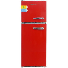 magictec Retro šaldytuvas su šaldikliu, 120 l (88 l/32 l), mažas šerkšnas, šaldiklio su šaldikliu derinys, senovinis dizainas, LED apšvietimas, raudonos spalvos, kairėje pusėje atidaromos durys