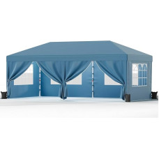 JUMMICO 3 x 6 m folding gazebo, height adjustable and stable, thick waterproof tarpaulin + fasteners for wind protection, perfect for garden parties, camping and outdoor events, quick to assemble and