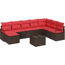 vidaXL Sofa Set mit Kissen 9 pcs Braun Poly-Rattan, Garten Lounge Sofa Set, modular, leicht, UV-beständig, haltbar, gemütliche Möbel für die Terrasse