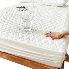 Čiužinio apsauga 180 x 200 cm, neperšlampamas prigludęs užvalkalas, visaapimantis užvalkalas, kvėpuojantis apsauginis užvalkalas, neperšlampamas čiužinio viršutinis sluoksnis vienvietėms lovoms, baltas