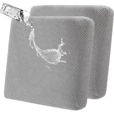 Vandeniui atsparūs sofos pagalvių dangteliai Lauko terasos sofos pagalvių dangteliai Stretch Sofa Seat Cushion Covers Washable Furniture Protector Suitable for Armchair Sofa (Light Grey, 2 Pack)