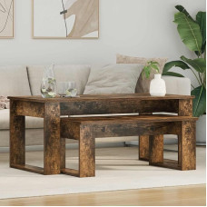 Generisch Kaffeetisch Set 2 pcs Geräucherte Eiche Holzwerkstoff,Möbel,Tische,Ziertische,Couchtische-8000136