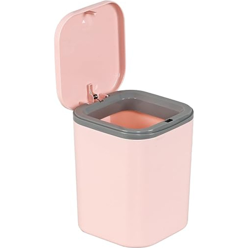 Mini-Mülleimer mit Druckknopfdeckel, Kunststoff, 2 l, Rosa
