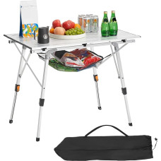 VEVOR sulankstomas stalas, bufetinis stalas, nešiojamasis universalus stalas, 90 cm, stačiakampio formos aliuminio stalas (2-4 žmonėms) su reguliuojamu aukščiu ir nešiojimo krepšiu, sodo stalas, stovyklavimo stalas vakarėliams, piknikui