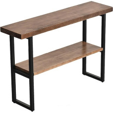 Schmaler industrieller Konsolen-Sofatisch mit Ablage, 120 cm lang, Eingangsbereich, Akzenttisch für Wohnzimmer, Foyer, Bauernhaus-Stil, braunes Finish