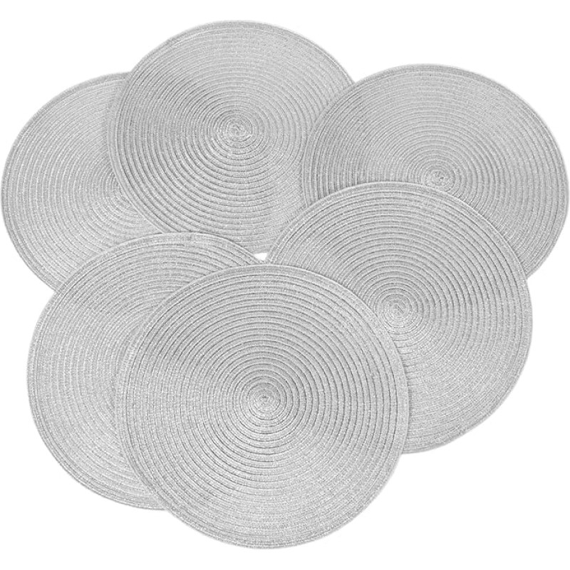 6 Stück Runde Platzsets aus Baumwolle Teiliges Set Hitzebeständig und Abwaschbar Durchmesser für Küche und Essbereich Design für Gemütliche