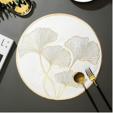 Tischset Modern Rund, 8er Set Ginkgo-Blätter-Muster Platzsets, Küchen-Tischsets für Esstisch, Gold, 38cm