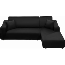 NAISI Sofos dangtelis L formos 2 pakuotės minkštas įtempimo Slipcover su 2 pagalvių užvalkalai Baldų apsauga Sekcijos sofos dangteliai 3 sėdynės + 3 sėdynės juoda