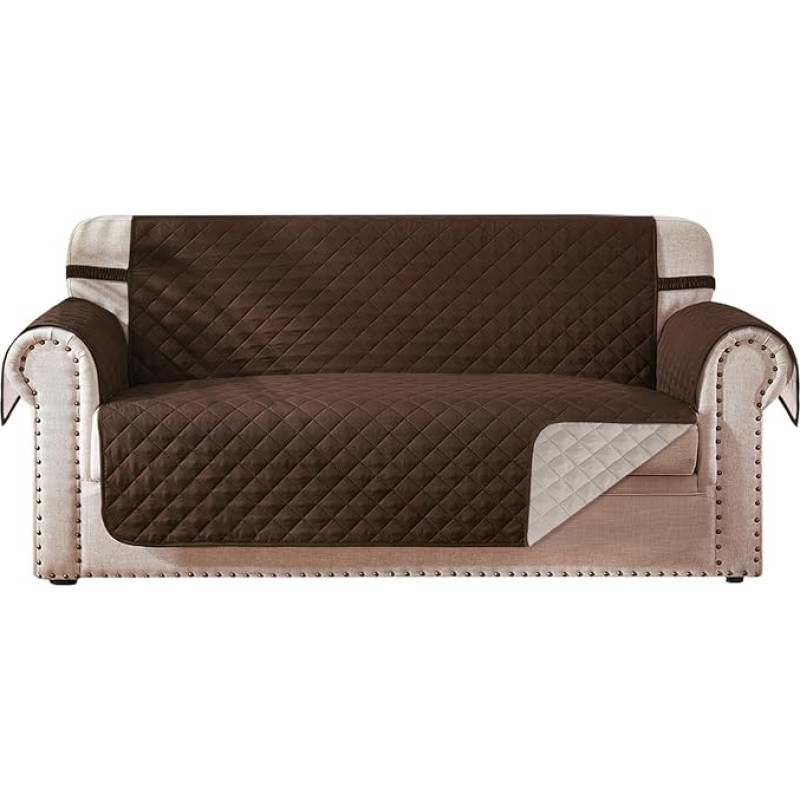 HOMERILLA Reversible Two Seat Covers Washable Couch Cover 2 Cushions Sofa Pet Friendly Sofa Cover Slipcover for Dogs Two Seater 54 Inch Chocolate Brown Beige