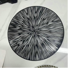 Tischset PVC, 10er Set Rund mit Feuerwerksmuster Platzsets, Küchen-Tischsets für Esstisch, Schwarz, 38cm