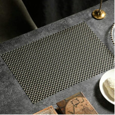 Platzdeckchen PVC Abwaschbar, 10er Set Rechteckig gewebt Platzset & Küstenfahrer Modern, Tischset für Küchen Zuhause Esszimmertisch Restaurant, Khaki Schwarz, 30x45cm