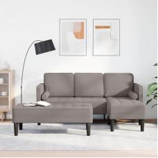 2-TLG. Sofagarnitur mit Kissen Taupe Stoff L-förmiges Sofa Set mit modularem Design, hochdichten Schaumkissen und Polyesterbezug für modernes Wohnzimmer.