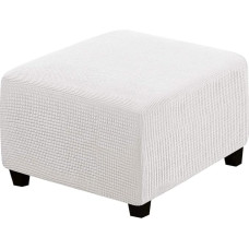 Stretch Ottoman Slipcover Stretch Storage Ottoman Slipcover Protector Spandex Elastic Rectangle Footstool Sofa Slip Cover For Footrest Stool Furniture In Living Room (Ivory, Medium)