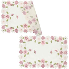 OUNONA 2 Pieces Embroidered Satin Tablecloth Rustic Country House Place Mat Hand Embroidered Vase Coasters Small Vintage Place Mats for Home Decoration and Celebrations