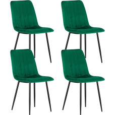 Home Collective Minkšta valgomojo kėdė Svetainės kėdė Patogi ir patvari konstrukcija su žalio aksomo sėdyne ir juodai dažyto metalo kojomis 90 cm aukščio 120 kg keliamoji galia 4 vnt.