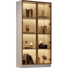 Stiklinė vitrina 80 x 40 x 160 cm, dulkių nepraleidžianti vitrina su grūdinto arbatinio stiklo durelėmis ir aliuminio durų rėmu, stiklinė vitrina, skirta svetainei, miegamajam, biurui